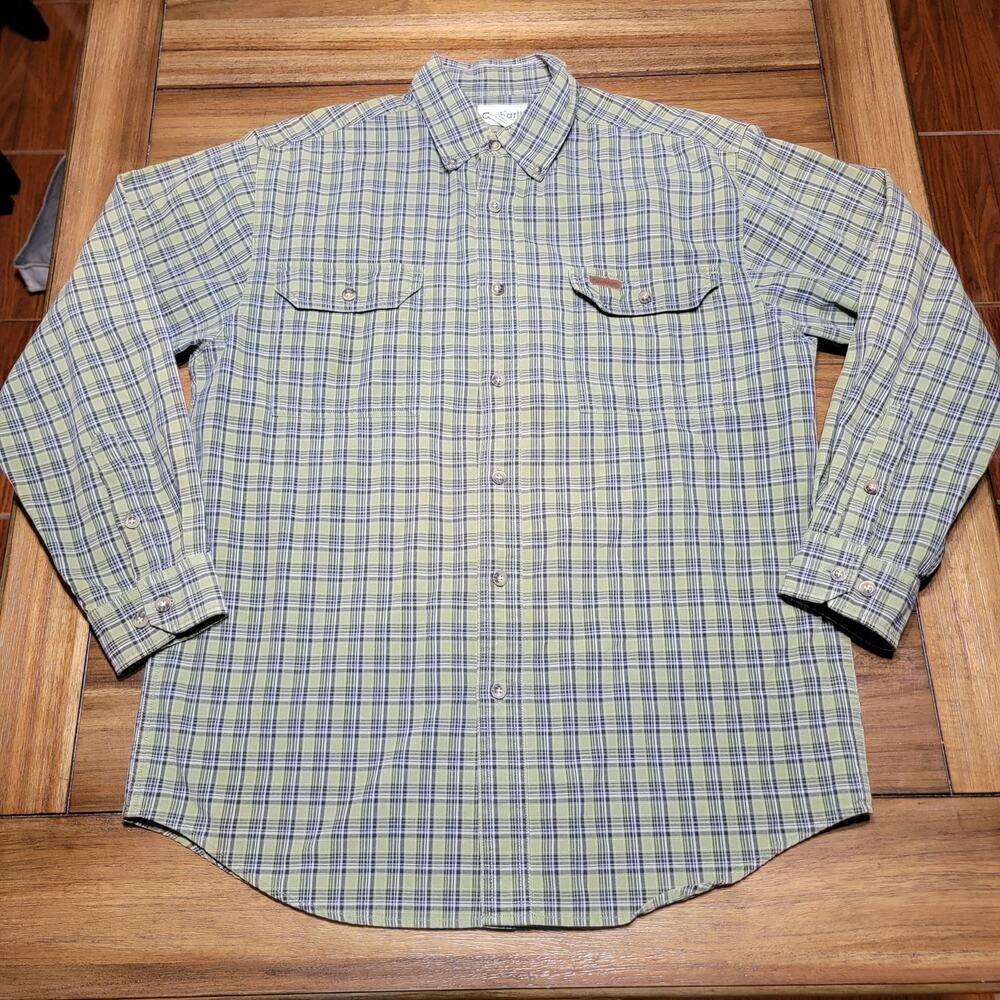 Carhartt LS Full Button Green Plaid Shirt - Size Medium
